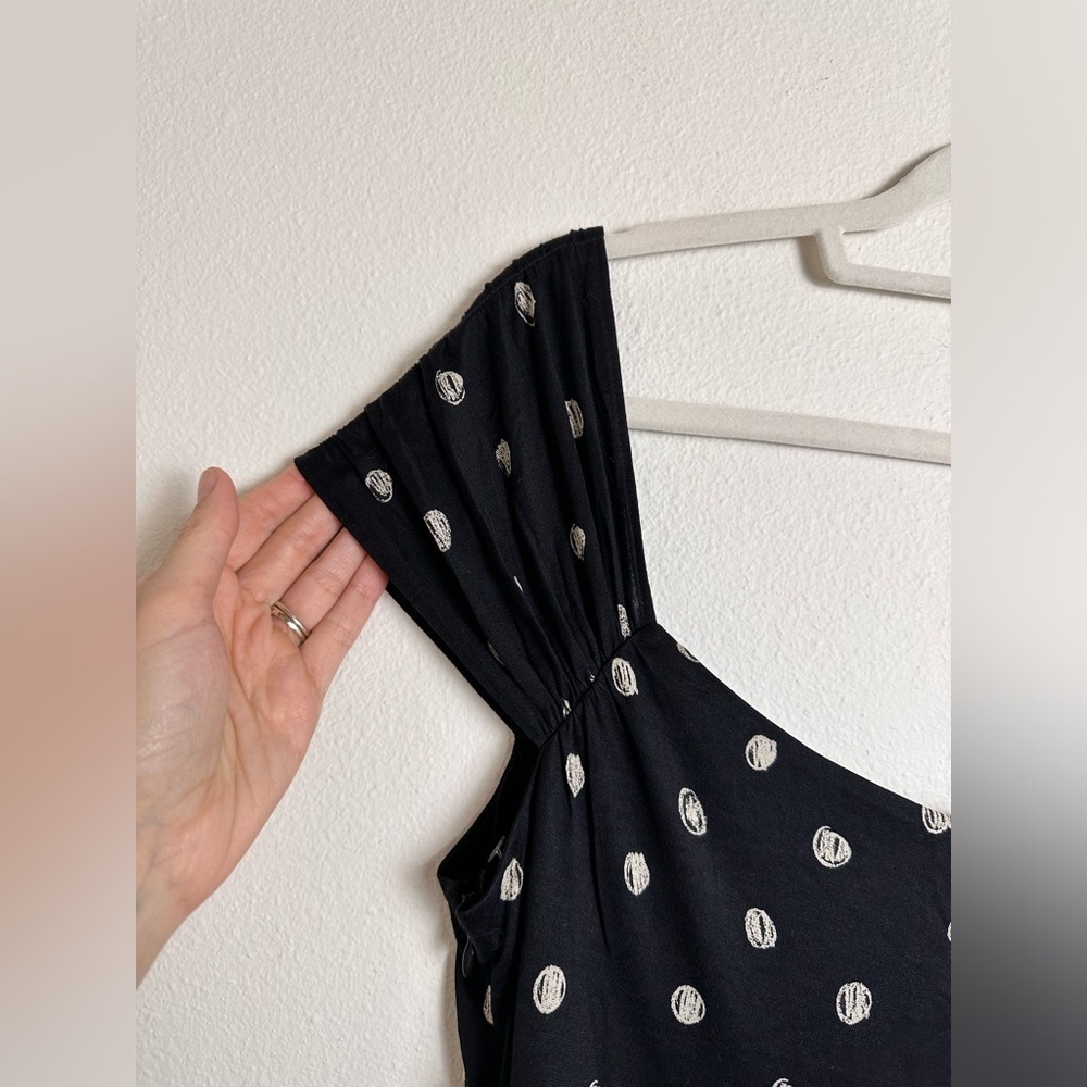Moschino cheap chic black polka dot silk ruched fit flare v neck Y2K dress L - Picture 11 of 12
